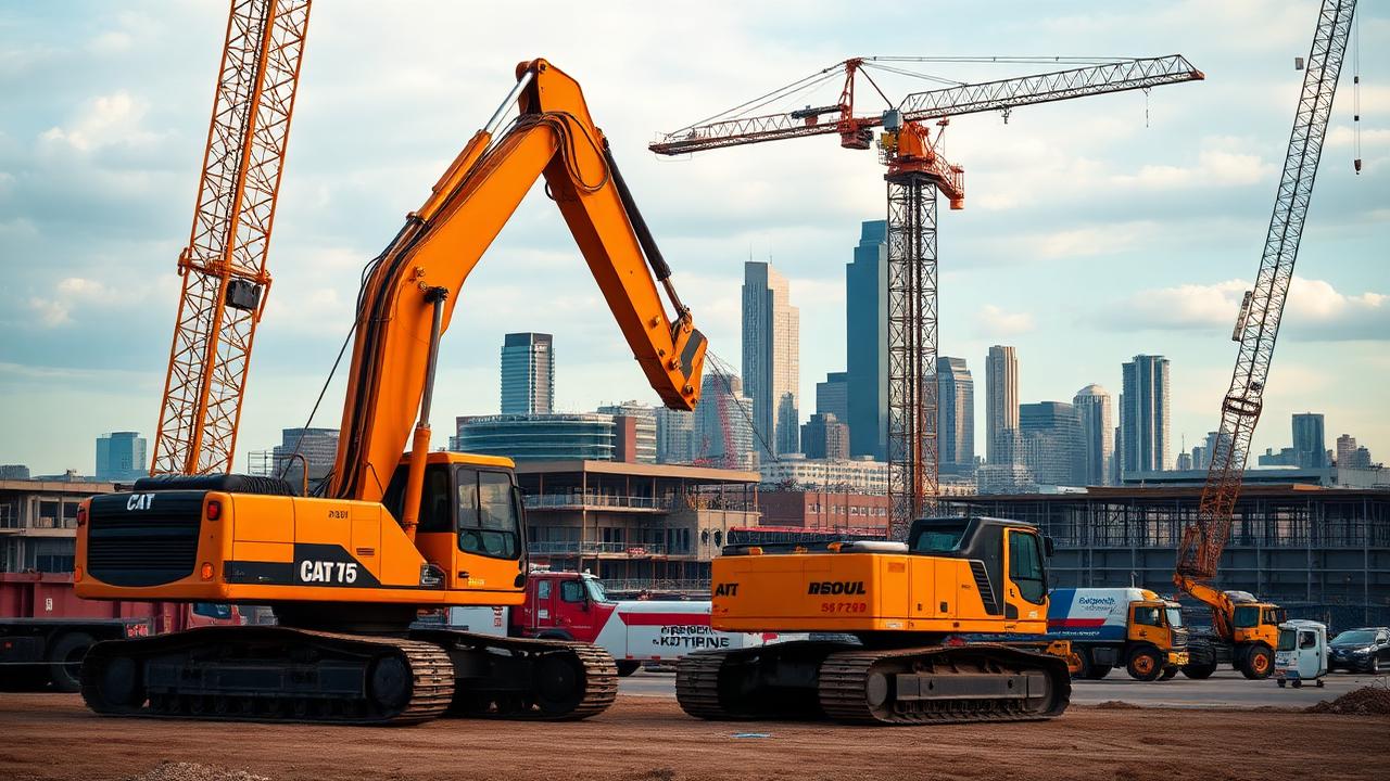 Heavy construction equipment and cranes at Atlanta Georgia job site