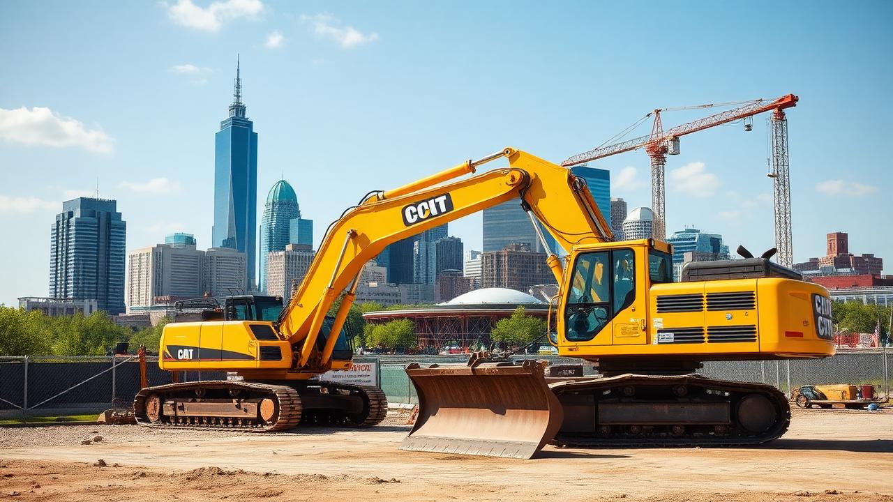 Heavy construction excavator and bulldozer at Charlotte NC site